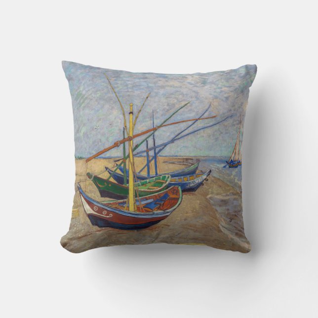 Coussin Vincent van Gogh - Bateaux de pêche sur la plage (Recto)