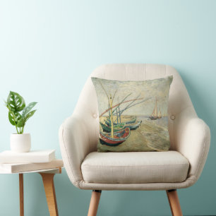 Coussin Vincent van Gogh - Bateaux de pêche sur la plage
