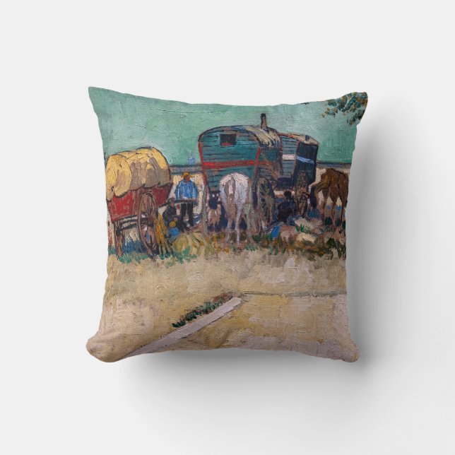 Coussin Vincent van Gogh - Caravanes, campement de gitans  (Recto)