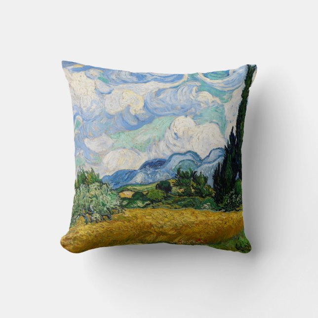 Coussin Vincent Van Gogh - Champ de blé avec cyprès (Recto)