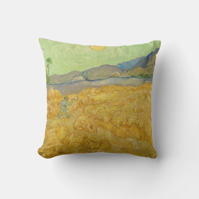 Coussin Vincent van Gogh - Champ de blé avec un moissonneu (Recto)