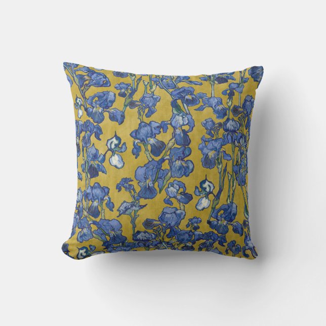 Coussin Vincent Van Gogh Iris Bleu de Cobalt Jaune Moutard (Recto)