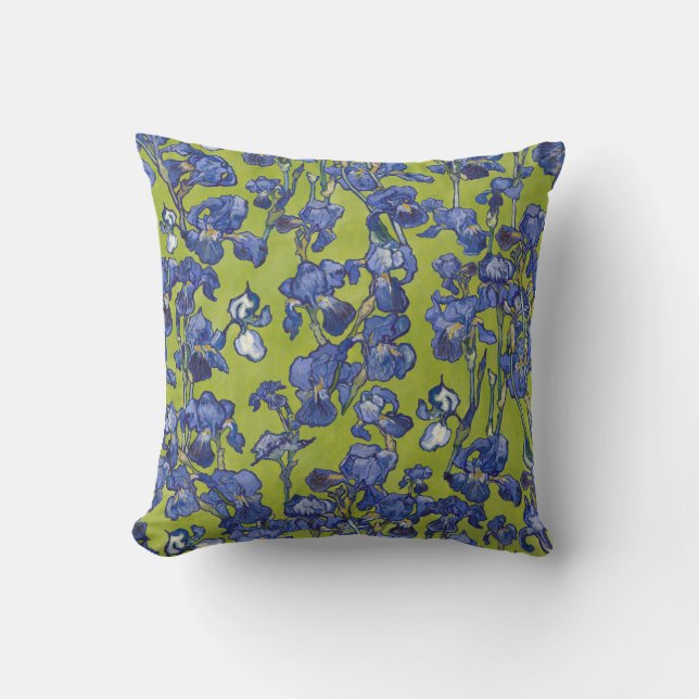 Coussin Vincent Van Gogh Irises Bleu de Cobalt Pomme Verte (Recto)