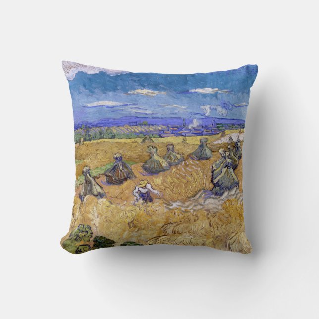 Coussin Vincent van Gogh - Meules de blé avec des moissonn (Recto)
