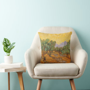 Coussin Vincent van Gogh - Oliviers, Ciel Jaune et Soleil