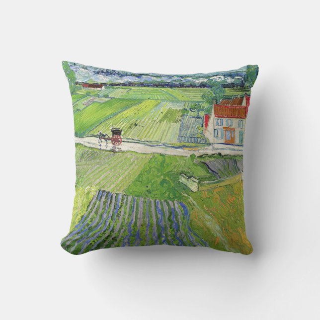Coussin Vincent van Gogh - Paysage avec transport et train (Recto)
