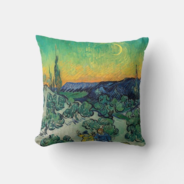Coussin Vincent van Gogh - Paysage Lune avec couple (Recto)