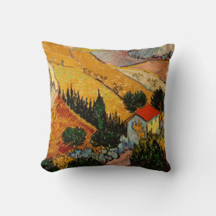 Coussin Vincent van Gogh - Paysage, Maison et Plowman