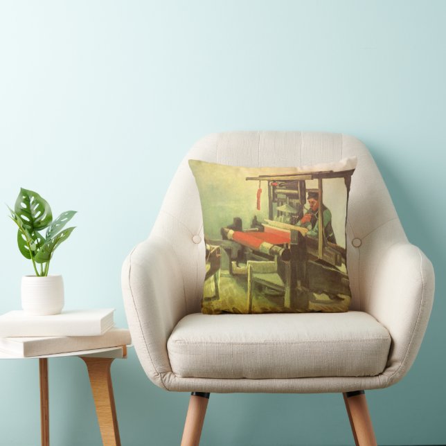 Coussin Vincent van Gogh Tisserand regard à gauche rouet (Chaise)