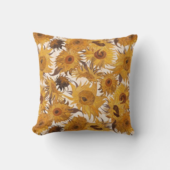 Coussin Vincent Van Gogh Tournesols Crème Jaune Marron (Recto)