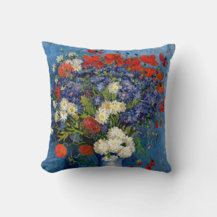 Coussin Vincent van Gogh - Vase avec des Bleuets & Coqueli