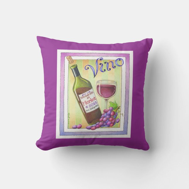 Coussin VINO ! Vous m'avez eu dès MERLOT ! (Recto)