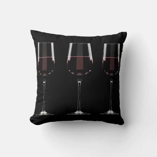 Coussin Vins avec vin rouge sur noir (Recto)