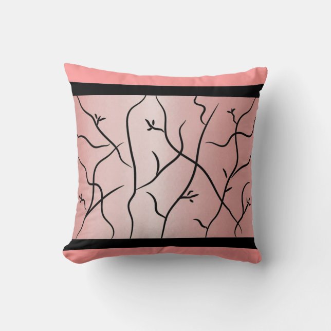 Coussin Vins d'encre chinois avec bande noire - Faux rose  (Recto)