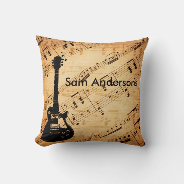 Coussin Vintag Rock and Roll Guitare Sound Wave (Recto)