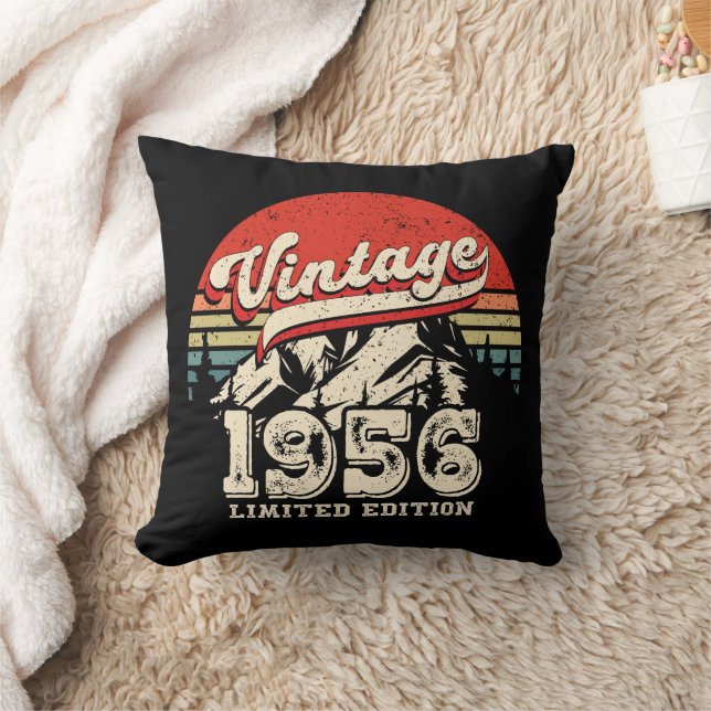 Coussin Vintage 1956 Birthday Gift Retro 70th Bday (Couverture)