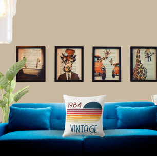 Coussin Vintage 1984 Retro Stripe Sun 40e anniversaire