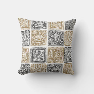 Coussin vintage abstrait doodle motif sans couture. Noir