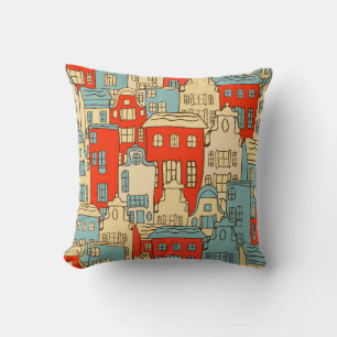 Coussin vintage abstrait ville sans couture motif.