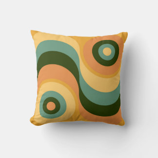 Coussin Vintage Abstrait Wavy Colorful Rainbow Carrés