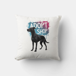 Coussin Vintage Adoptez Ne Faites Pas D'Achats Chien Graff