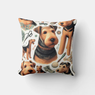 Coussin Vintage Airedale Terrier sans fil