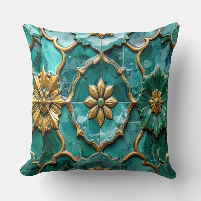 Coussin Vintage Algerian Turquoise Ceramic Art Pillows (Recto)