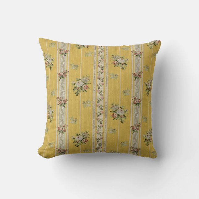 Coussin Vintage Antique Wallpaper Yellow  (Recto)