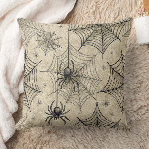 Coussin Vintage Araignées et Webs Motif Halloween