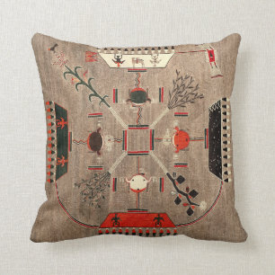 Coussin Vintage Art du Sud-Ouest Navajo Peinture de sable