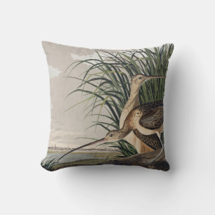 Coussin Vintage Audubon Courlis à long bec Art ornithologi