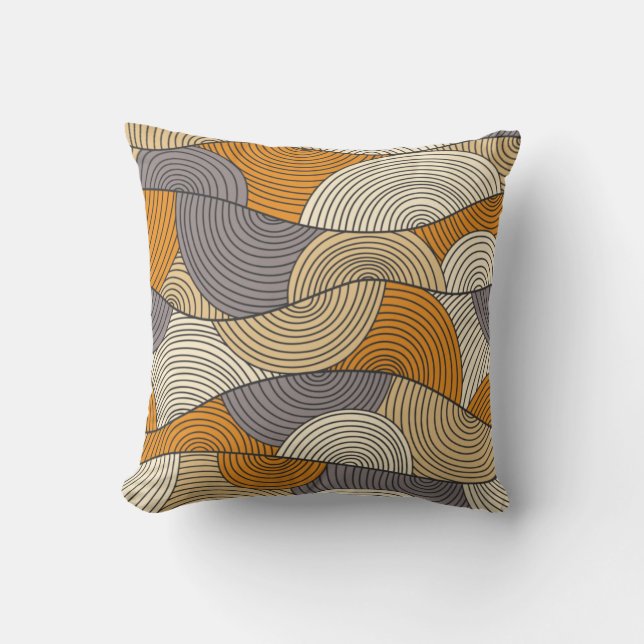 Coussin Vintage autumn season abstract wave lines (Recto)