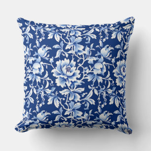 Coussin Vintage bleu et blanc Chinoiserie Floral