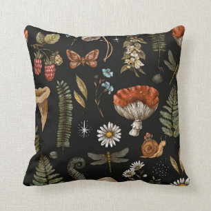 Coussin Vintage bois nature motif sans couture. Amanita