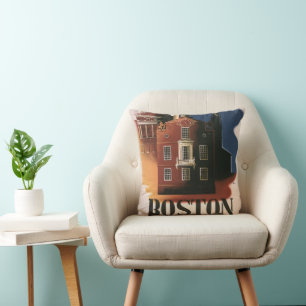 Coussin Vintage Boston, Massachusetts La chevauchée de Pau