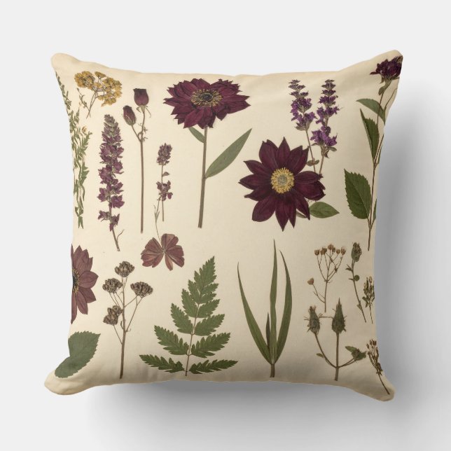 Coussin Vintage Botanical Gothic Library Cushion Pillow (Recto)