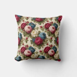 Coussin Vintage Botanique Chic Rustique Rose Décoratif