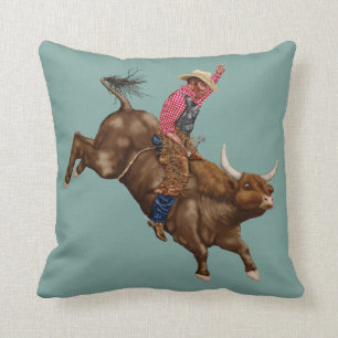 Coussin Vintage bull équitation cowboy