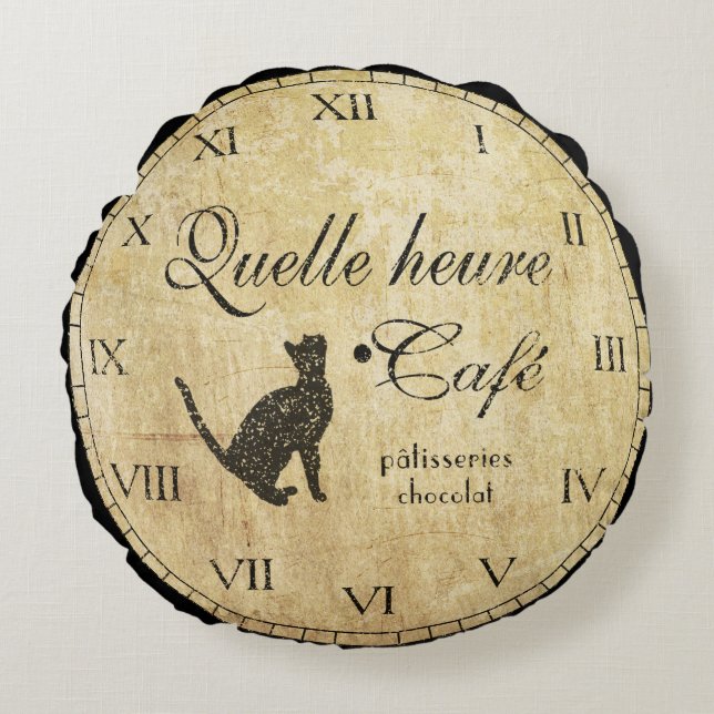 Coussin vintage Café français Horloge (Devant)