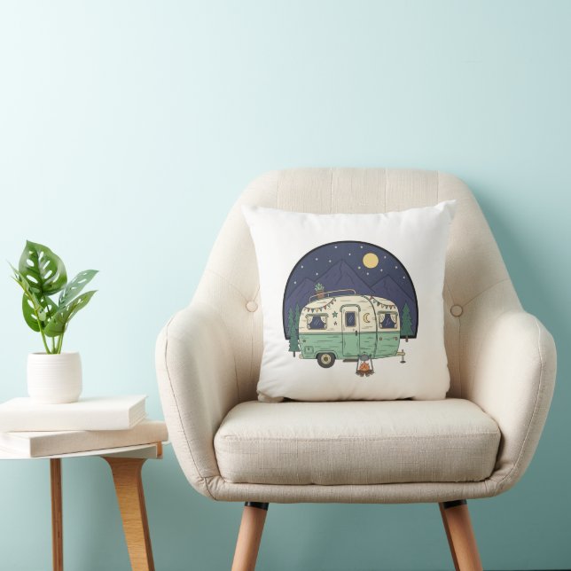 Coussin Vintage Caravan Pillow - Coffee Lover Scenic Route (Chaise)