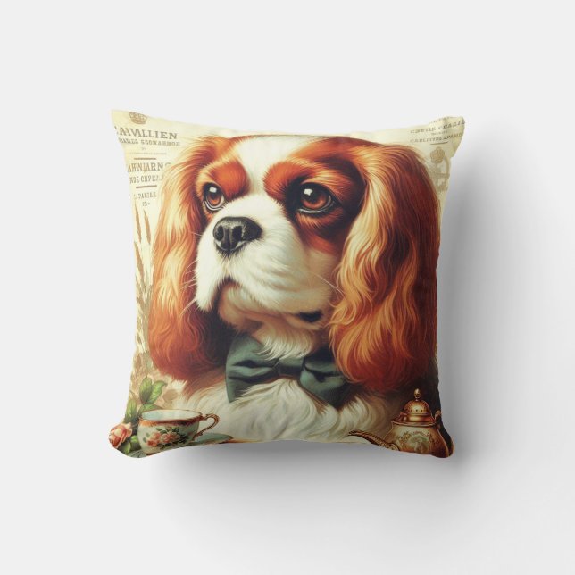 Coussin Vintage Cavalier King Charles Peinture espagnole (Recto)