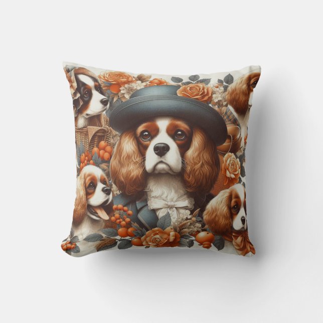Coussin Vintage Cavalier King Charles Peinture espagnole (Recto)