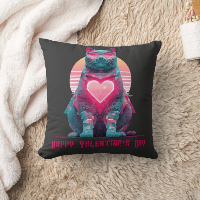 Coussin Vintage Chat Néon Saint-Valentin  (Couverture)
