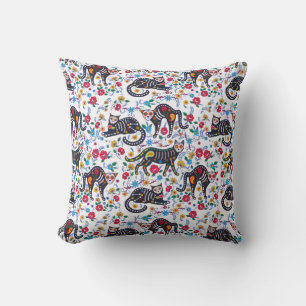 Coussin Vintage Chats blancs noirs Halloween gothique Flor