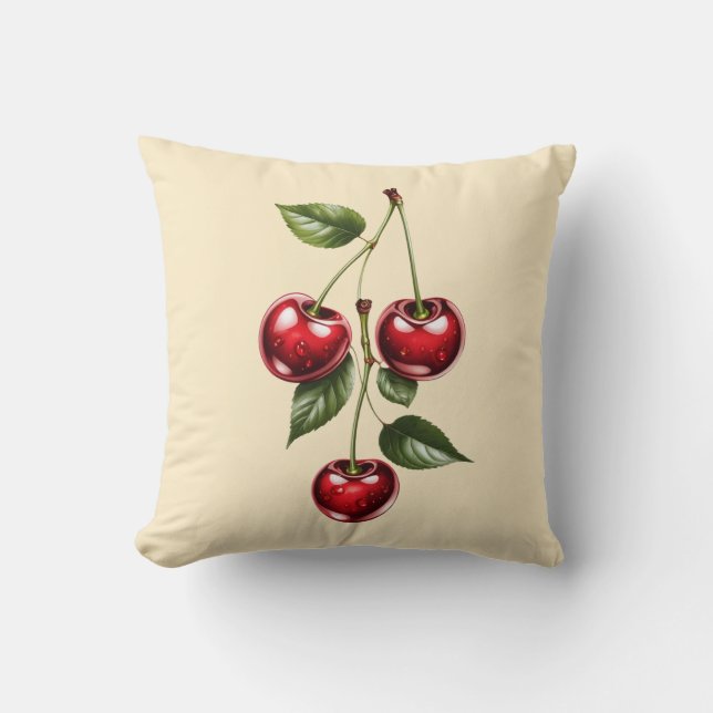 Coussin ​Vintage Cherry Illustration Throw Pillow (Recto)
