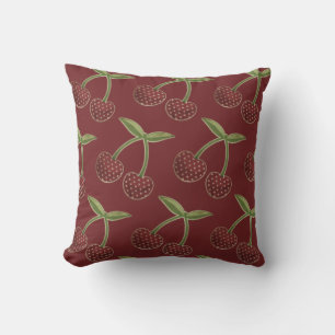 Coussin Vintage Cherry Motif illustré sur Bourgogne