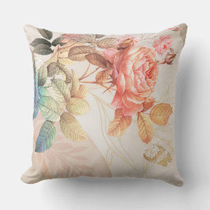 Coussin vintage chic aquarelle Floral