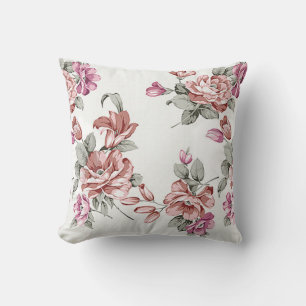 Coussin Vintage Chic  Fleurs Féminines Érodées