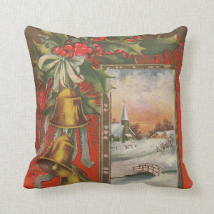 Coussin Vintage Christmas Bells et Winter Village