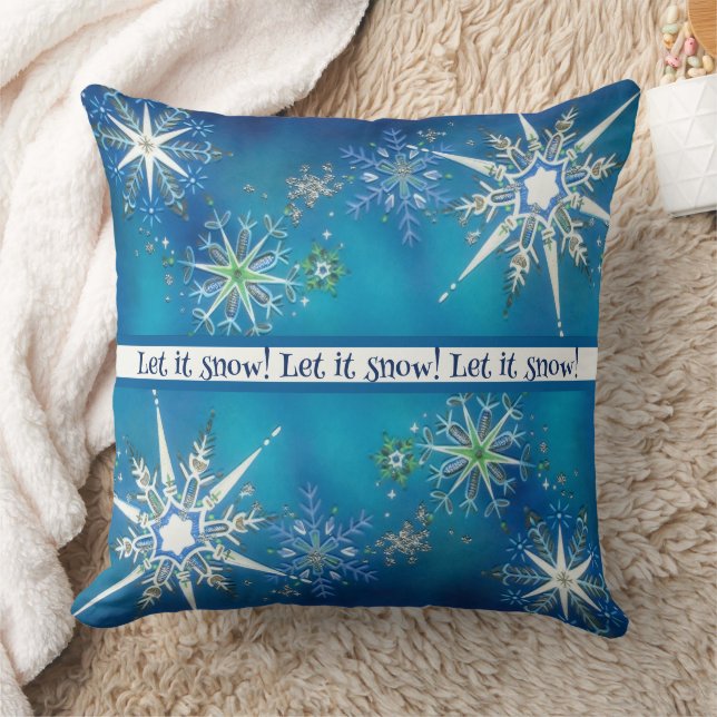 Coussin Vintage Christmas "Let It Snow" Snowflake (Couverture)